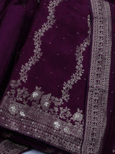 Embroidered Art Silk Unstitched Suit With Dupatta